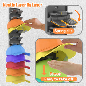 BRUBEQO hat organizer adhesive and screw mounting enables damage-free wall setup.