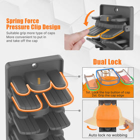 BRUBEQO hat organizer clip mechanism demonstrates easy load and secure brim grip.