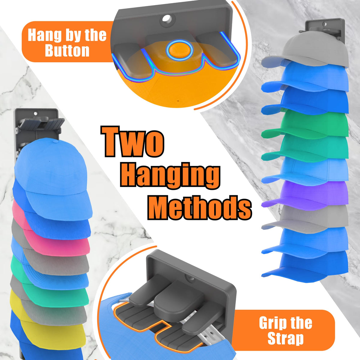 BRUBEQO hat organizer matte black rack saves space in small rooms.