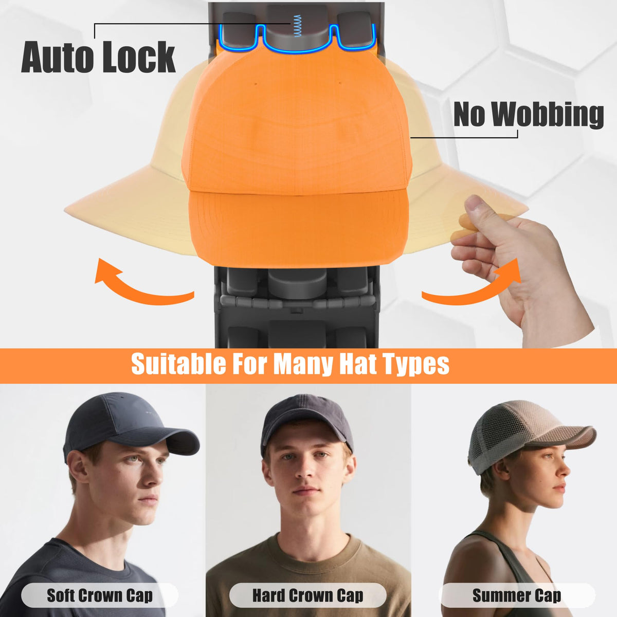 BRUBEQO hat organizer 2-pack keeps closet hats neatly arranged.