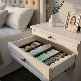 Bructhun sock organizer with six compartments keeps pairs together and reduces mismatches.
