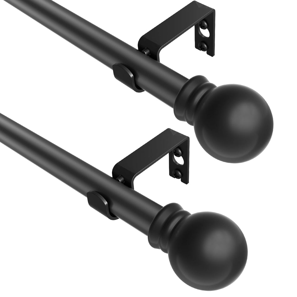 Brunttype black curtain rods 36-62 inch with splicing and telescoping for a versatile fit