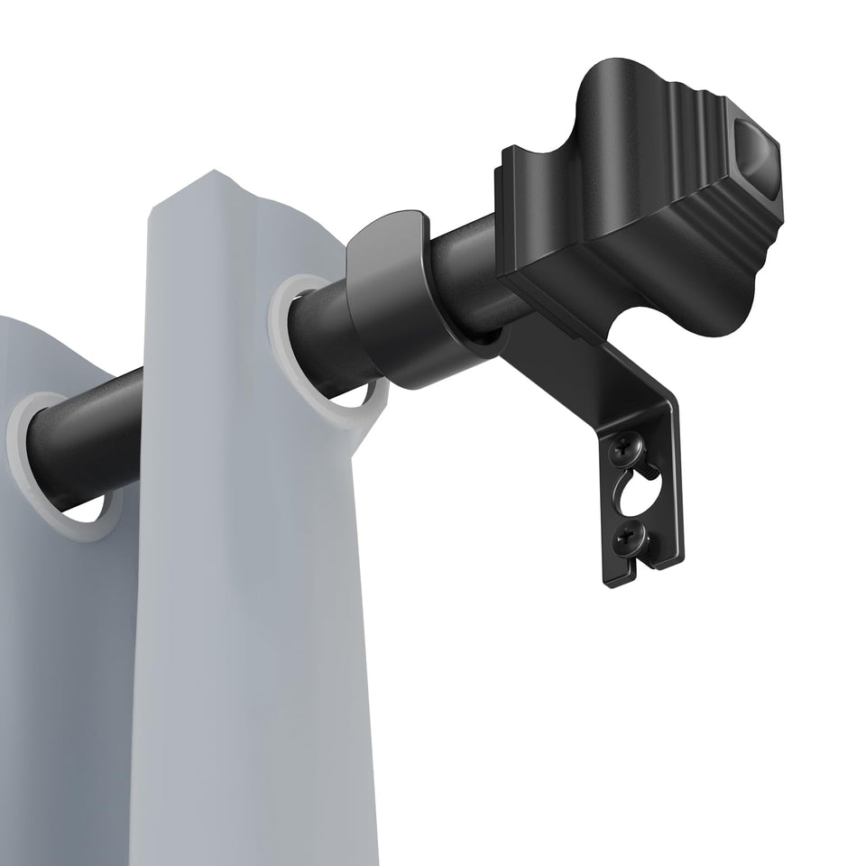Brunttype curtain rod adjustable length (36-124 in) showing telescoping feature for a precise fit.