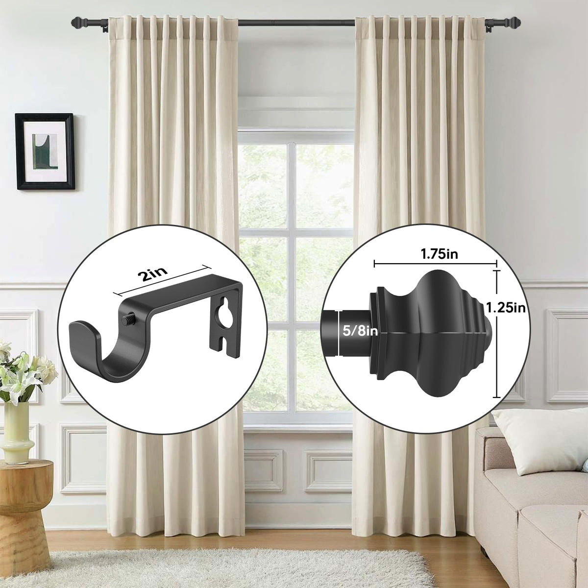 Brunttype curtain rod brackets installed for sturdy support and easy wall mounting