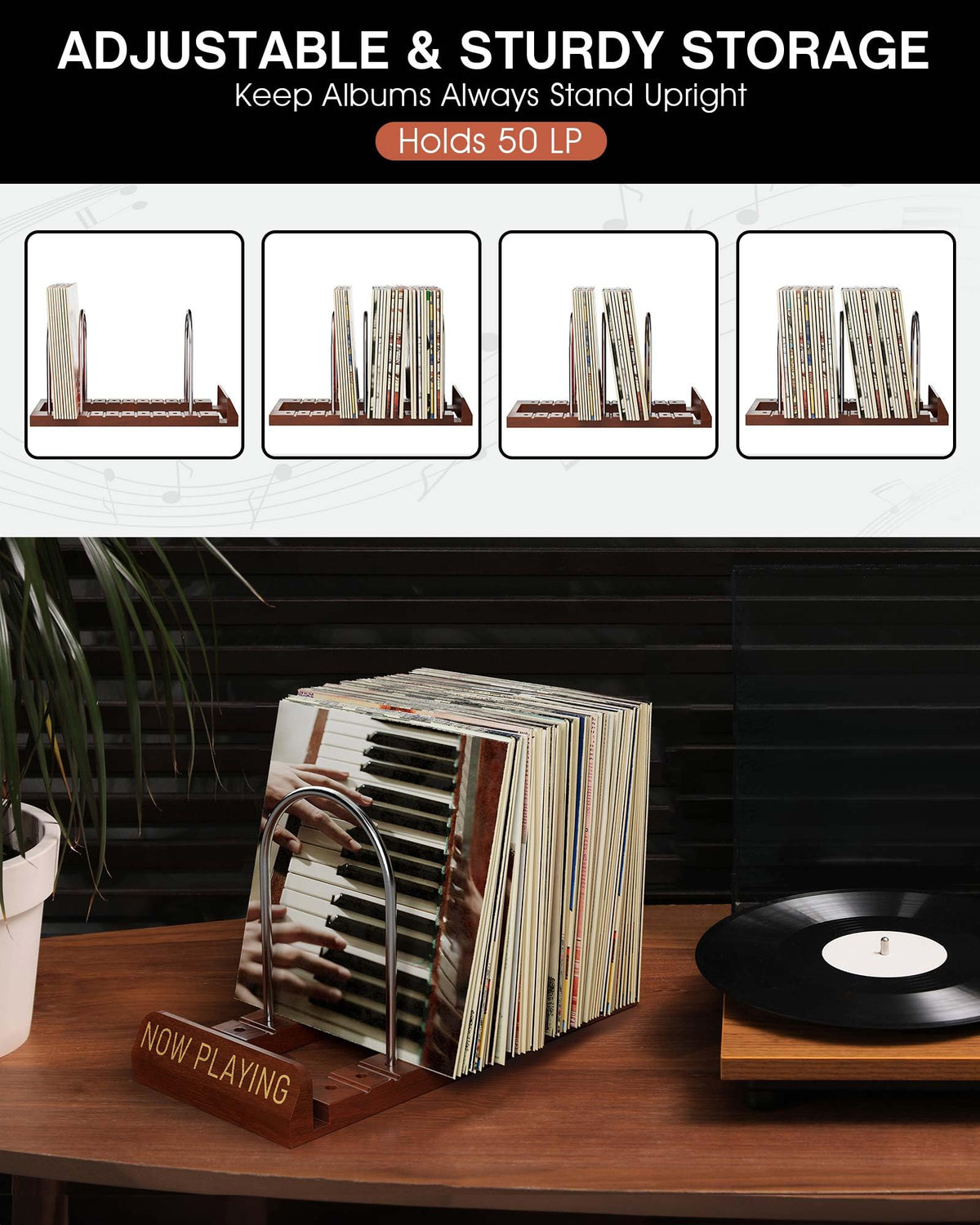 Adjustable bars on BS-VOG Now Playing customize space for 7-inch and 12-inch records.