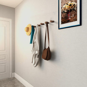 bsdonte natural walnut coat hooks, wall mounted, highlighting smooth finish and splinter-free surface.