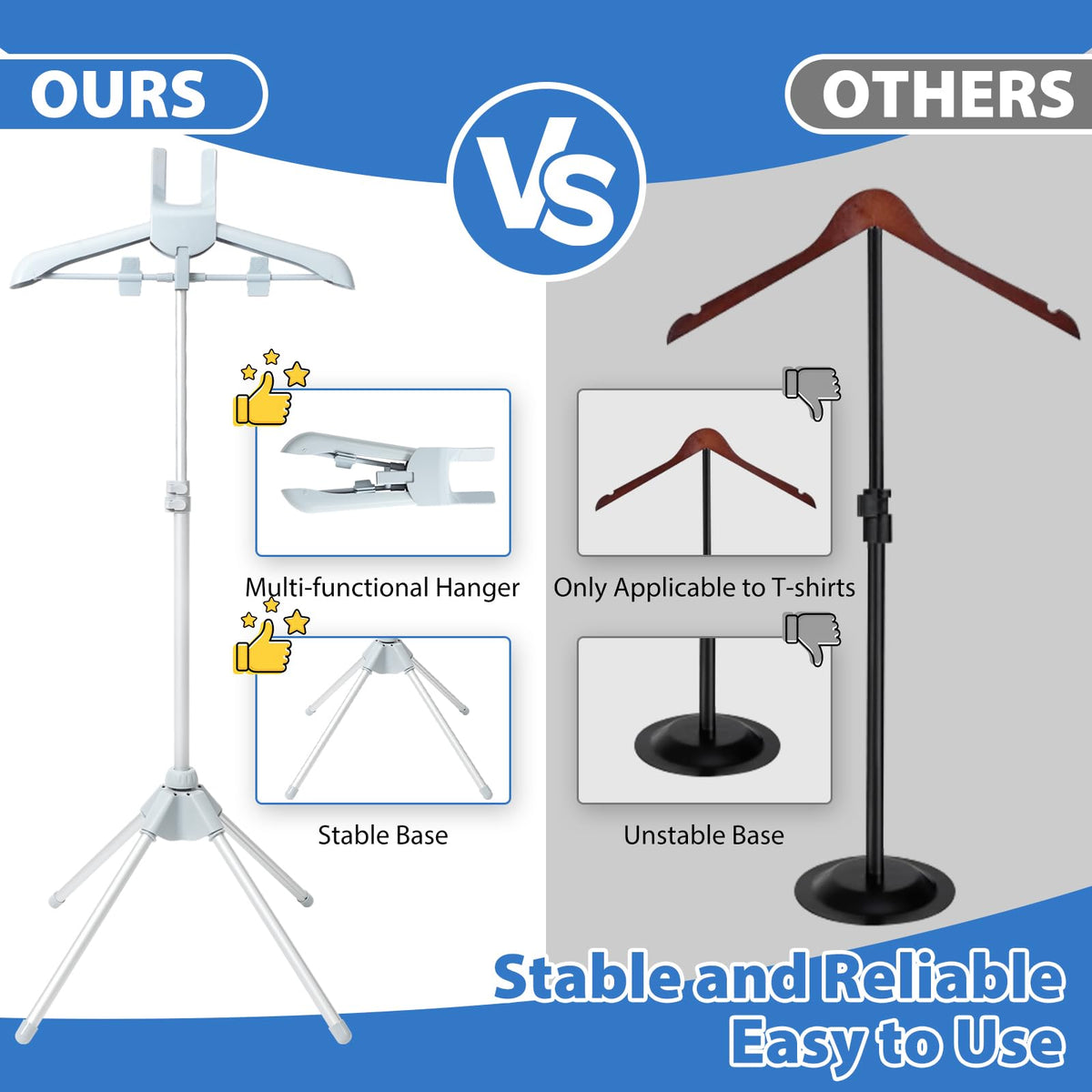 BShome T-Shirt Display Stand four-legs stability prevents tipping during busy hours