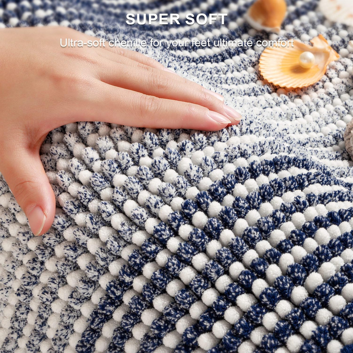 BSICPRO bath mat 16x24 navy highlighting quick-dry absorbent surface