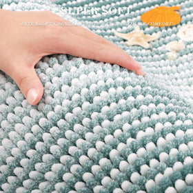 BSICPRO bath mat chenille fiber closeup highlighting dense plush pile for comfort.