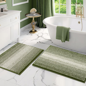 BSICPRO dense plush chenille bath rug set provides soft, comfortable surface for tired feet.