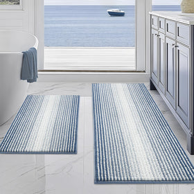 BSICPRO dense plush-chenille bath rug set offers soft comfort after showers.