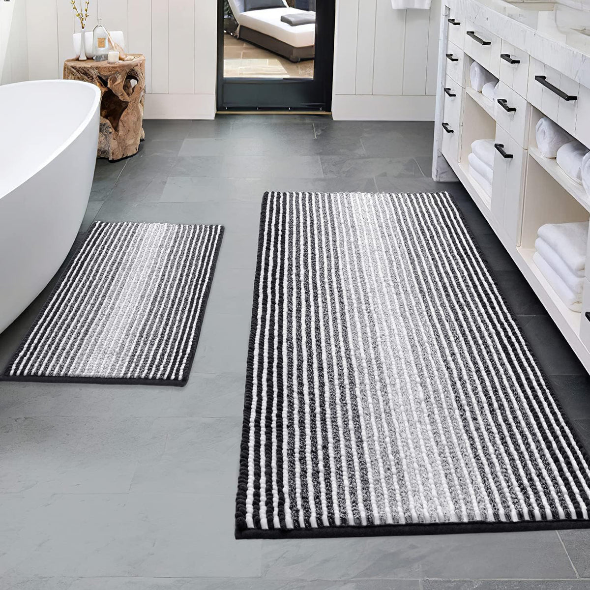 BSICPRO bathroom rug 20x47 soft plush closeup for cozy feet and quick moisture absorption.