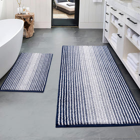 BSICPRO bath rug 20x47-chenille navy, extra absorbent to keep floors dry.