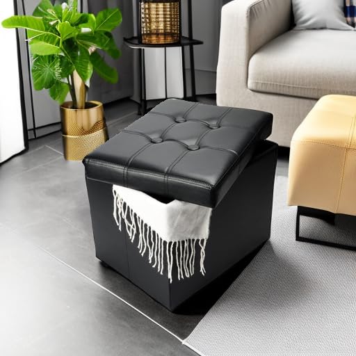 Bsketa ottoman faux-leather-cover is easy to wipe clean.