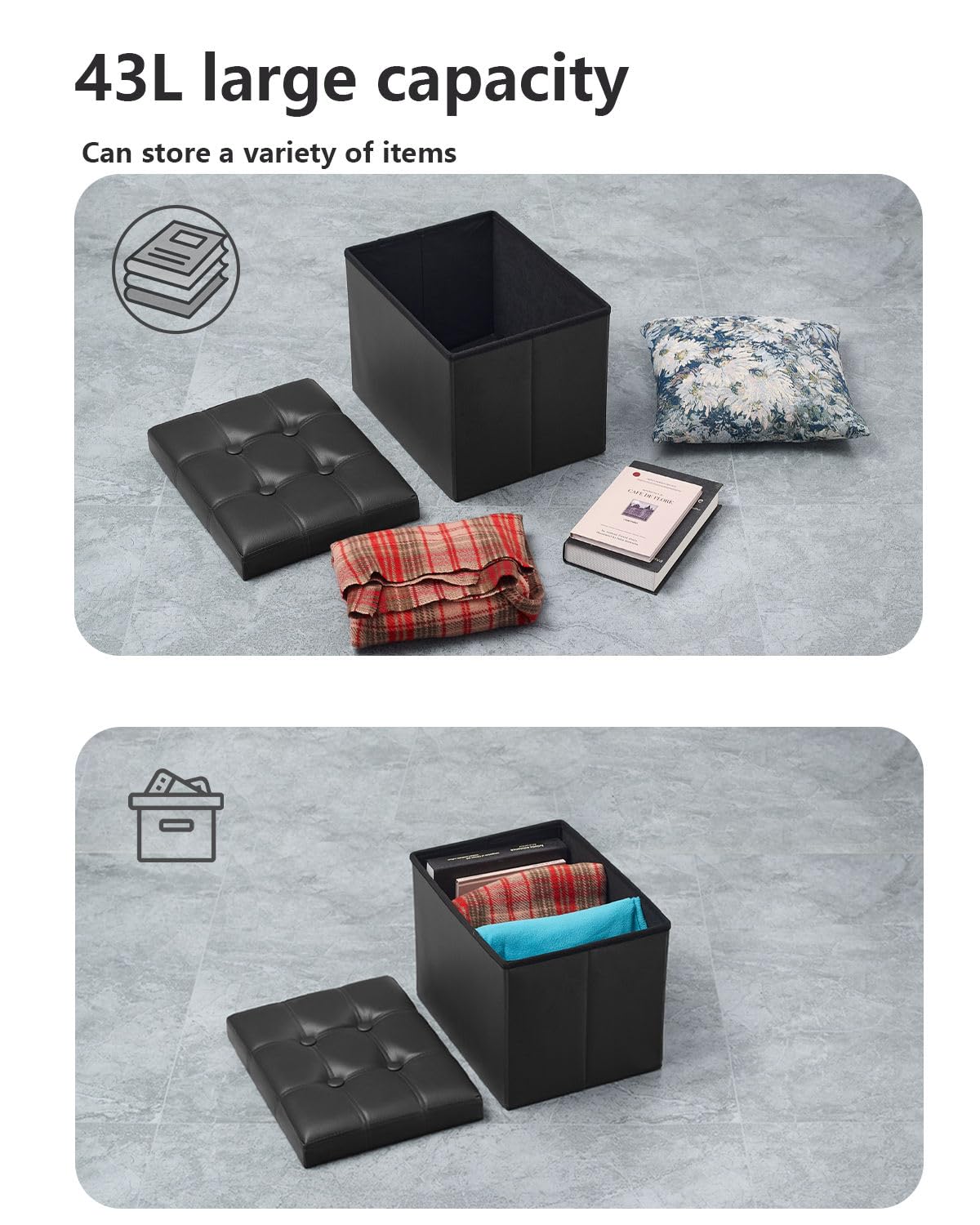 Bsketa ottoman folding-assembly-step enables quick setup.