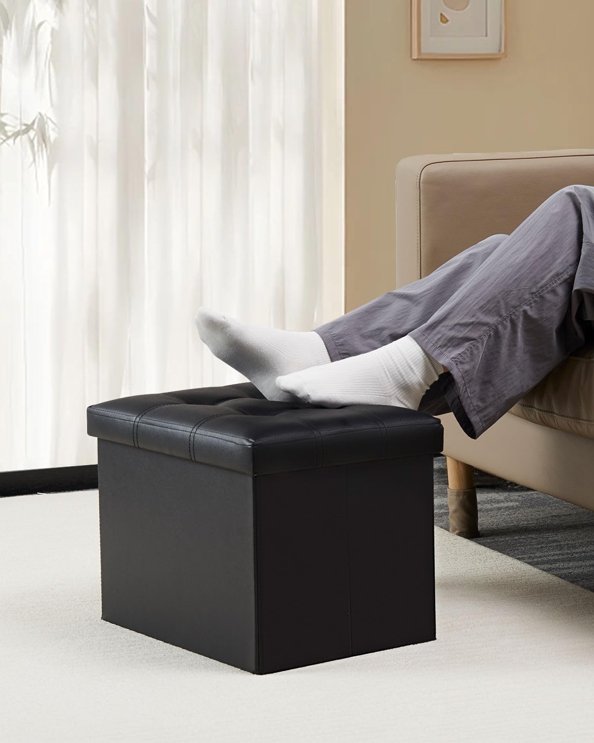 Bsketa storage ottoman hidden storage compartment keeps clutter out of sight.