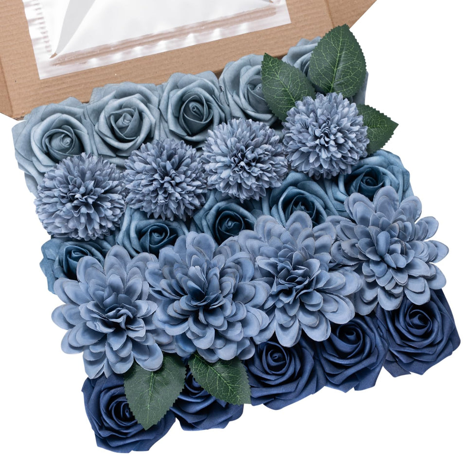 BSMYBO dusty blue rose bouquet for wedding and table decor