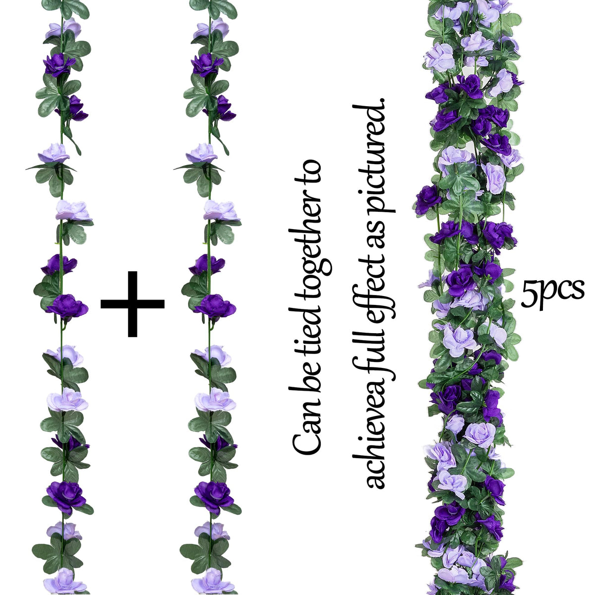 BSMYBO purple rose garland close-up shows rich petals and texture