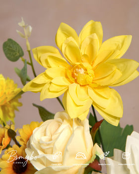 BSMYBO centerpieces featuring yellow silk blooms for elegant table decor.