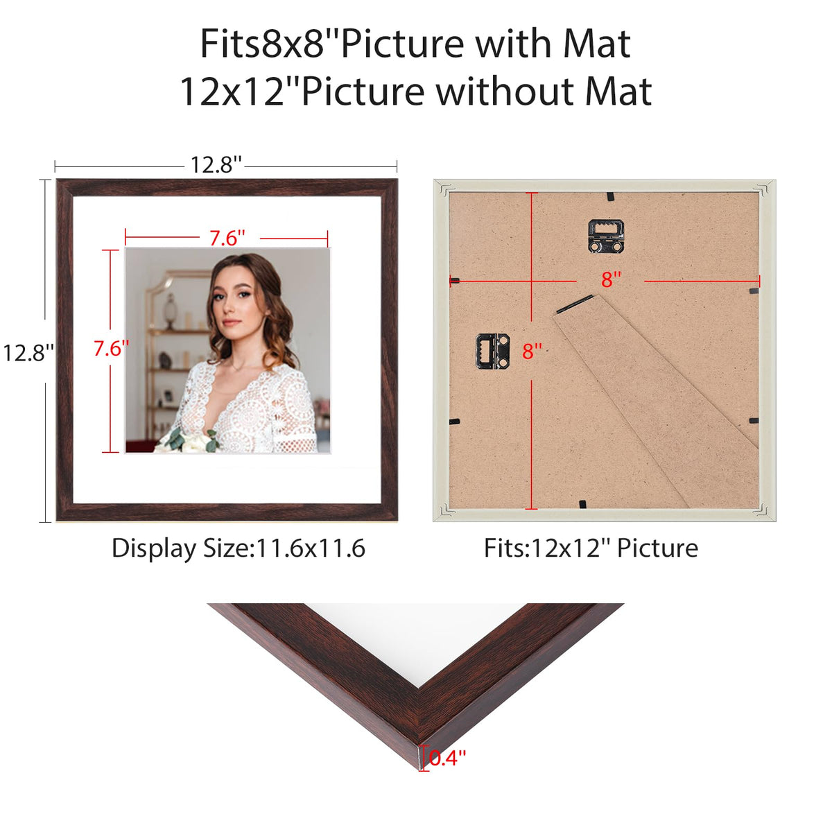 BSRHOME 8x8-matted-photo-frame-detail offers sharp borders and easy photo swaps.