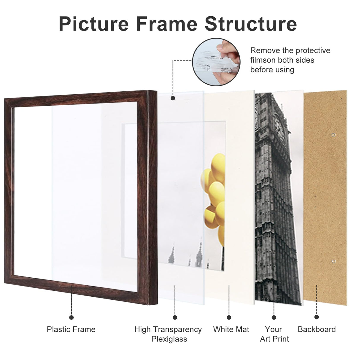 BSRHOME multi-collage-square-frames-wall-tabletop enables flexible display options.