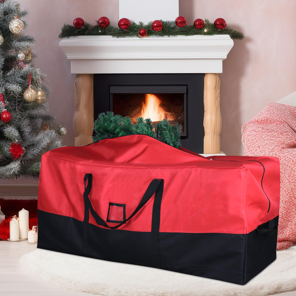 BSTGE bag fits up to 7.5 ft artificial trees with room for accessories.