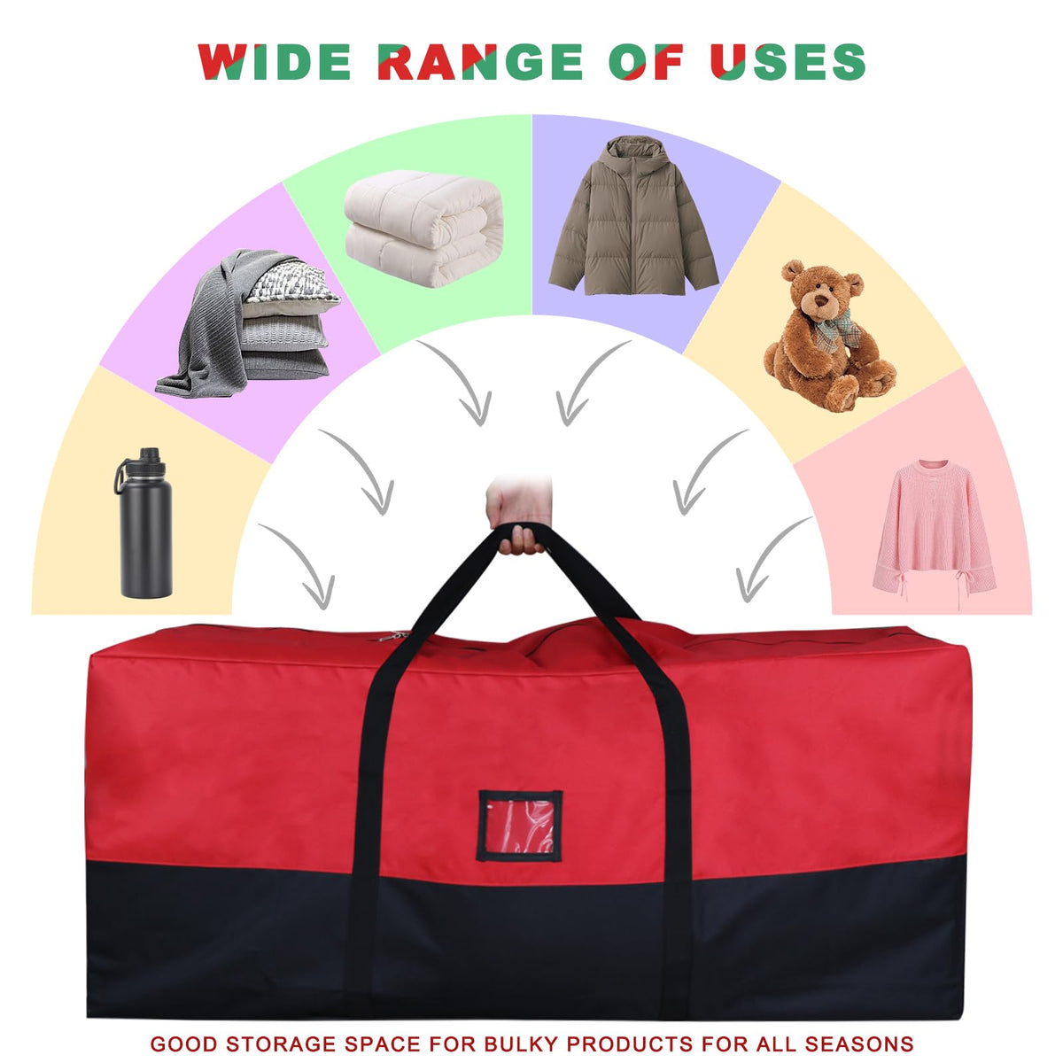 BSTGE heavy-duty canvas storage bag keeps contents secure at seams during year-round use.