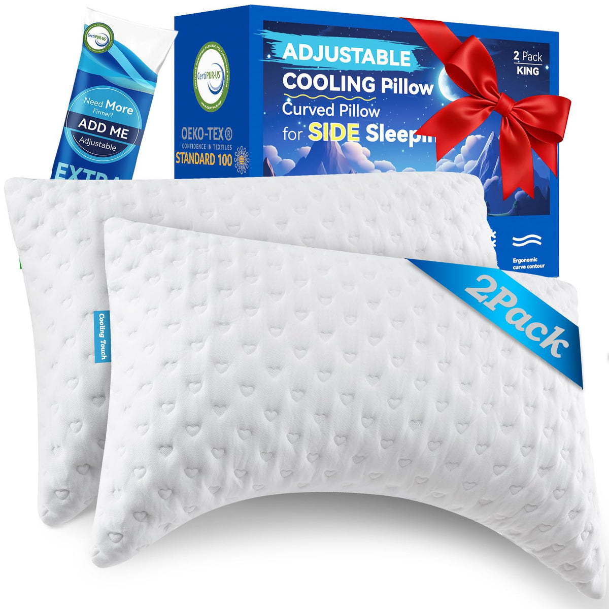 btasleeep curved side-sleeper pillow supports neck alignment for side sleepers