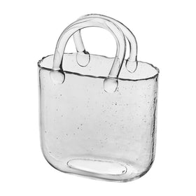 BTGLLAS clear glass bag vase front view showcases blooms beautifully