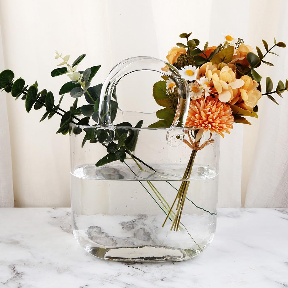 BTGLLAS handmade purse vase side profile ideal for centerpieces