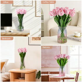 BTHM DSGN artificial pink tulips in pots, low-maintenance decor
