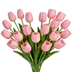 BTHM DSGN pink fake tulips, 16-inch bouquet, ideal for bridesmaid arrangements