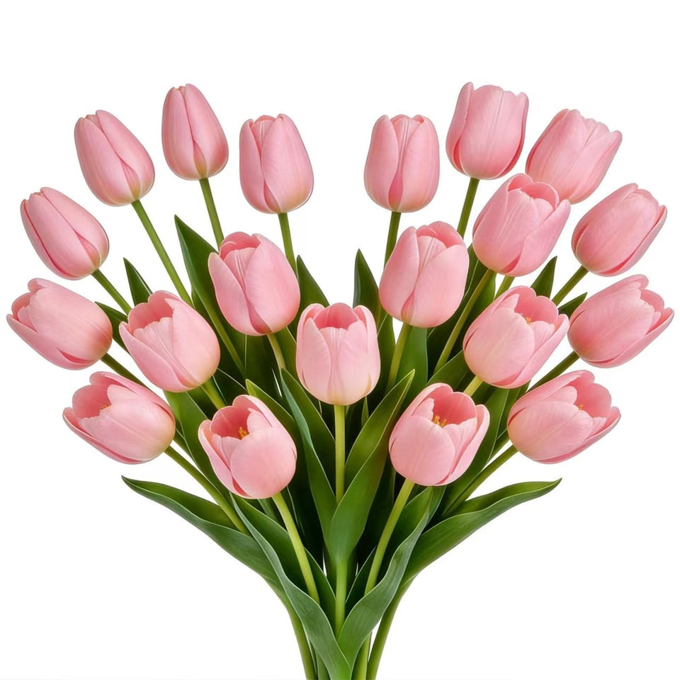 BTHM DSGN pink fake tulips, 16-inch bouquet, ideal for bridesmaid arrangements