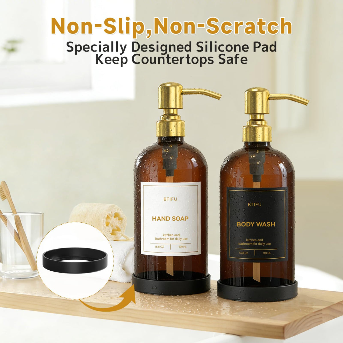 BTIFU non-slip silicone base prevents sliding and protects countertops