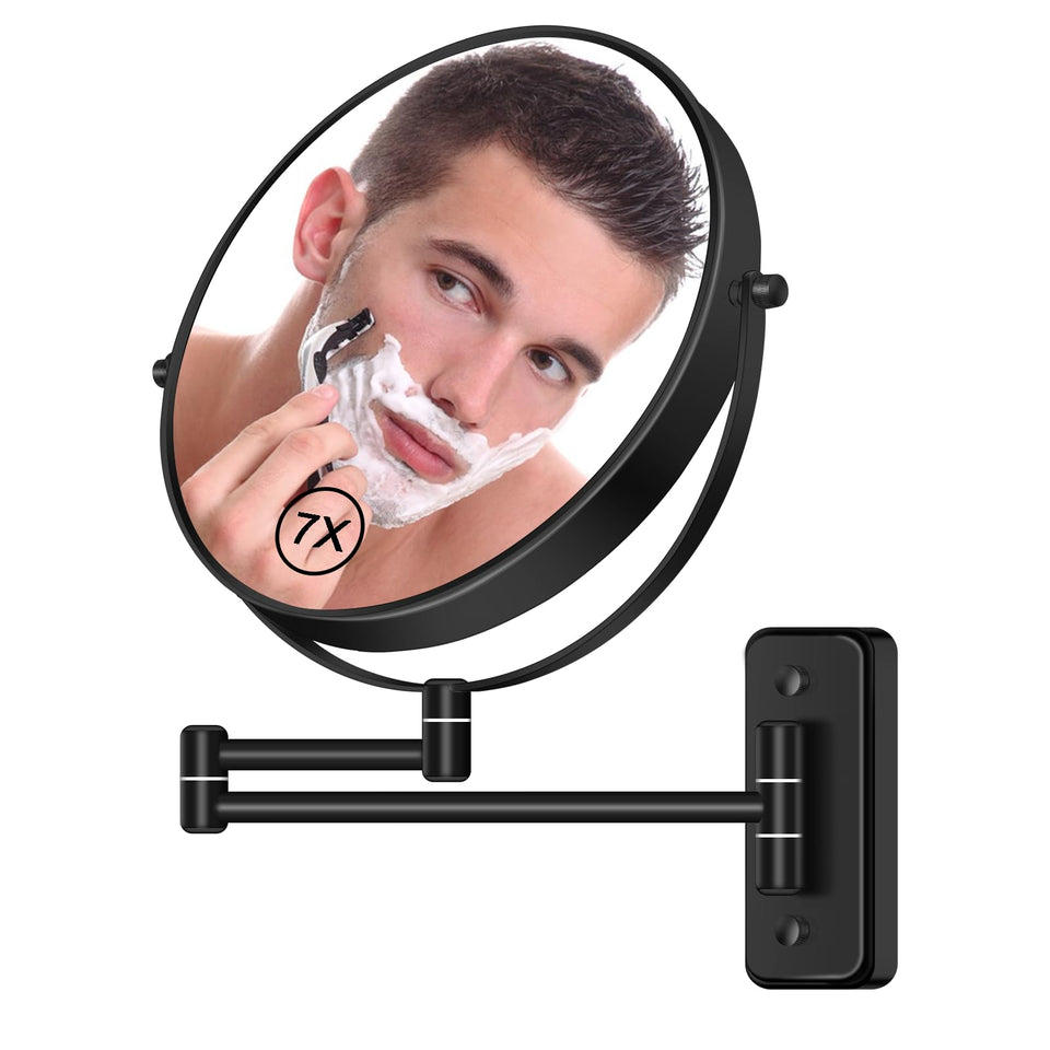 BTremary 8-inch wall-mount magnifying mirror with 7X for precise makeup detailing.