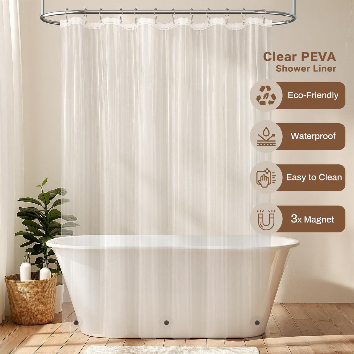BTTN 12 plastic hooks enable quick, secure curtain hanging