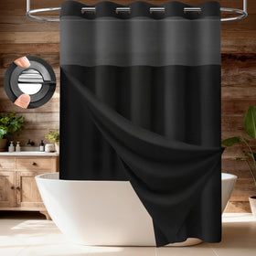 BTTN black ringless outer fabric for a modern, private shower.