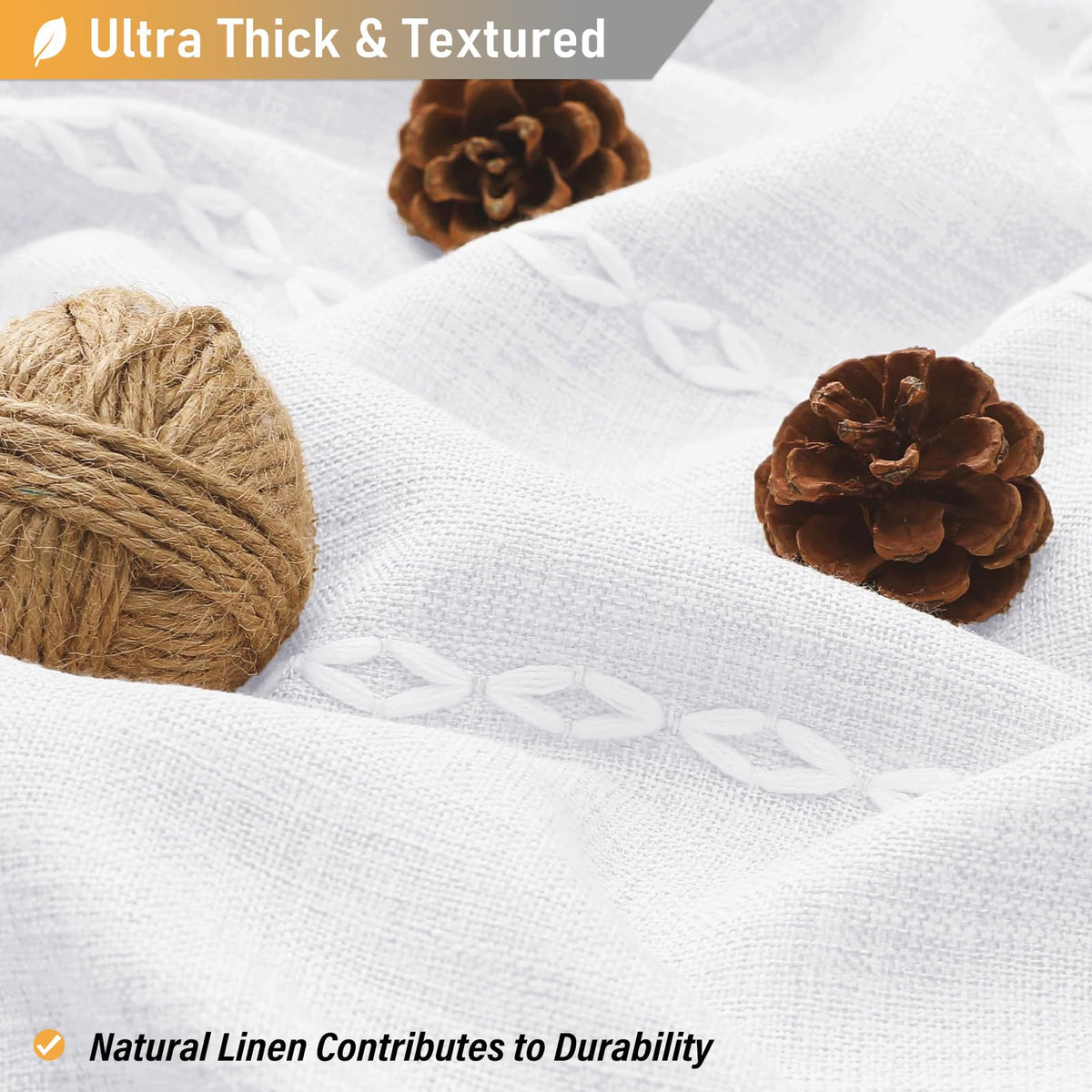 BTTN boho farmhouse curtain showcases embroidery stripe for texture.
