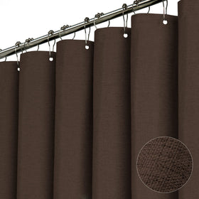 BTTN brown shower curtain linen texture delivers a premium spa-like feel.