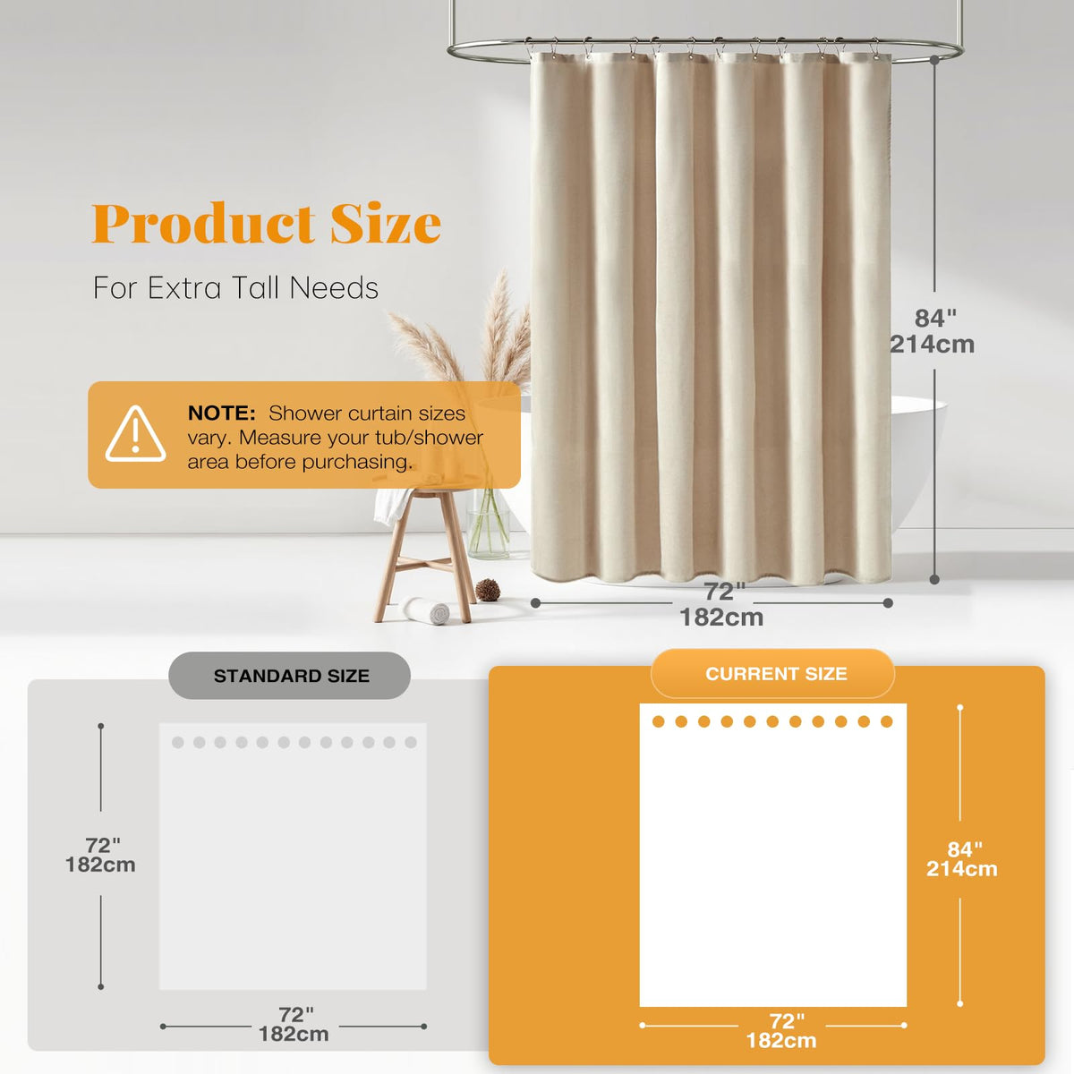 BTTN 72x84 curtain with 12 rust-proof grommets supports easy, secure hanging.
