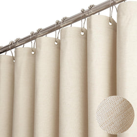 BTTN extra-long curtain with linen texture offers a wrinkle-resistant, hotel-style bathroom appearance.