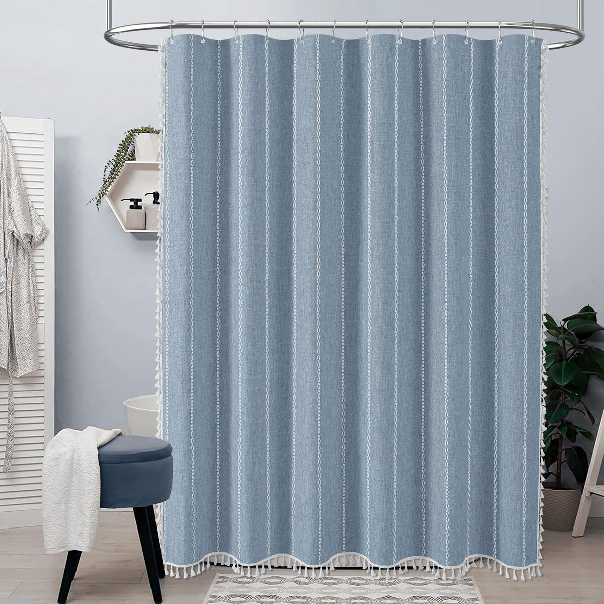 BTTN linen blend close-up weave highlights premium texture in any bathroom.