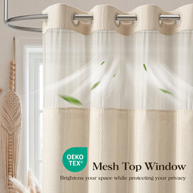 BTTN Shower curtain 72x75 size fits standard baths with detachable liner.