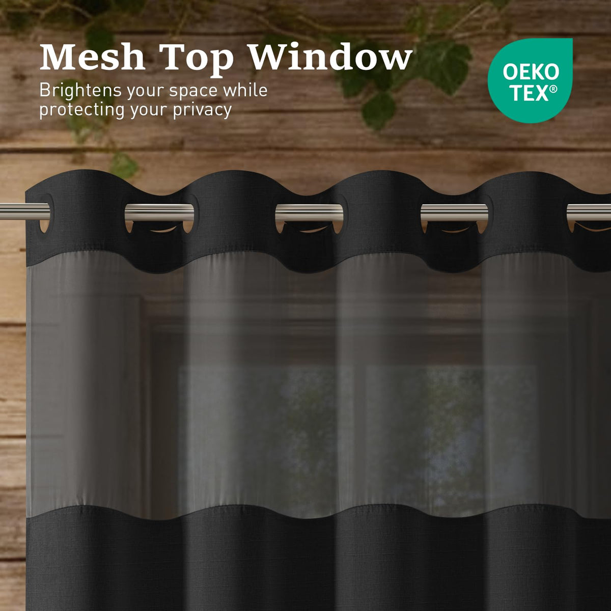 BTTN see-through mesh top window lets in natural light.