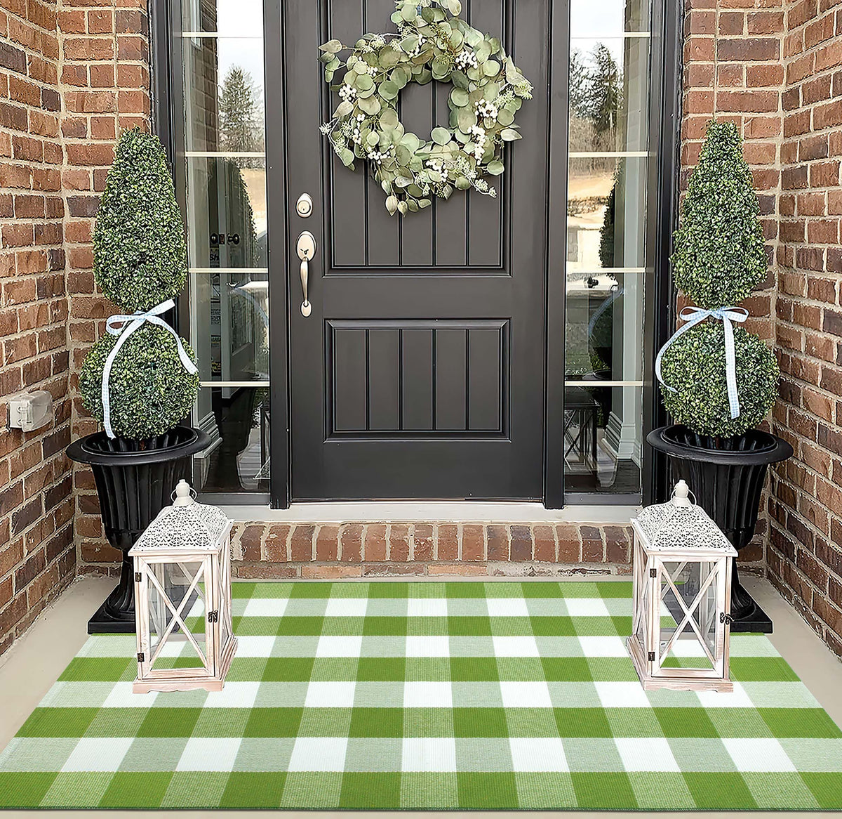 BUAGETUP buffalo plaid front door mat adds timeless charm