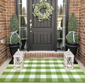 BUAGETUP buffalo plaid front door mat adds timeless charm