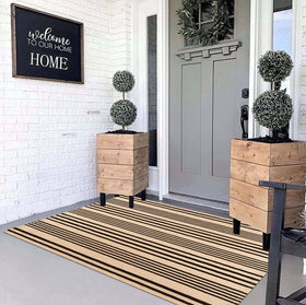 BUAGETUP farmhouse decor rug adds warmth to a doorway.