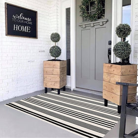 BUAGETUP outdoor area rug with striped texture for busy entryways