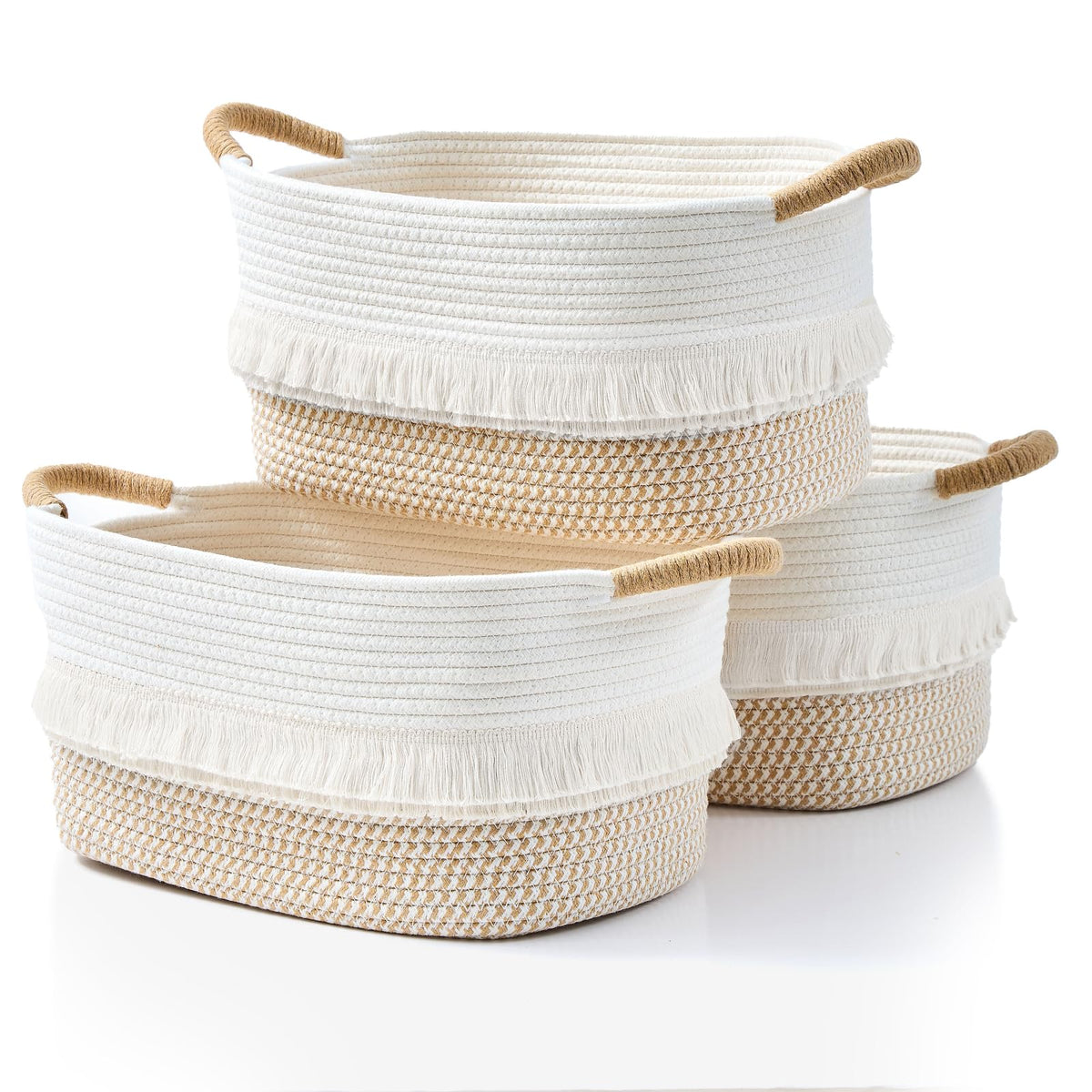 BUBUSUN three-pack woven baskets for versatile home storage and organization
