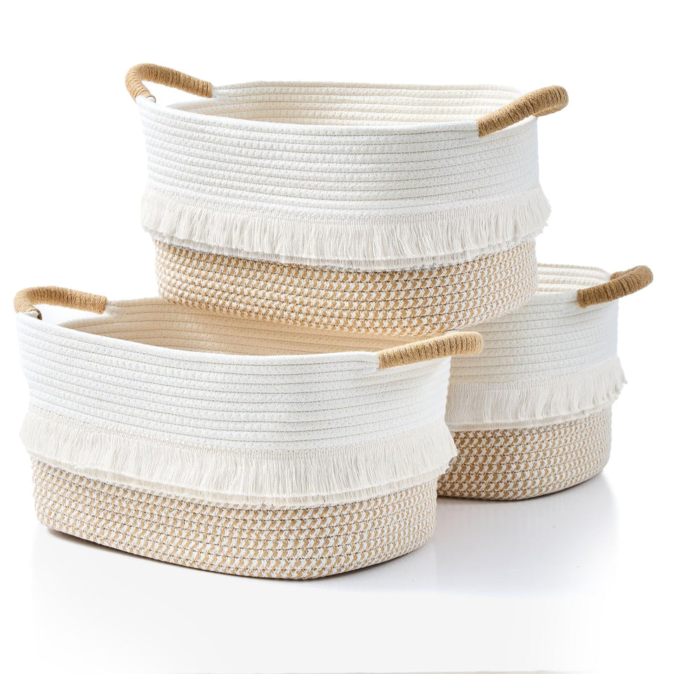 BUBUSUN three-pack woven baskets for versatile home storage and organization